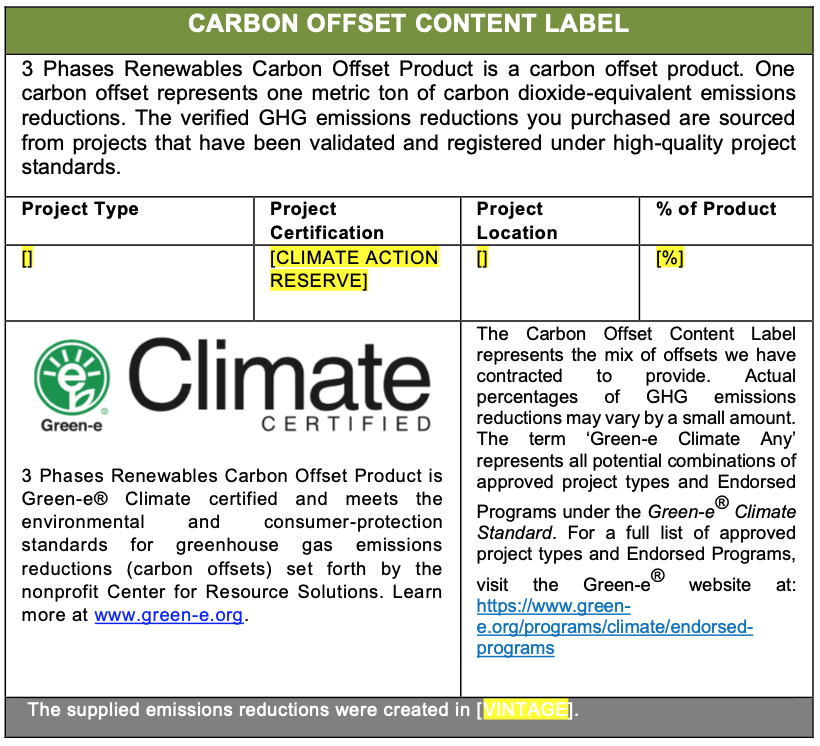 3 Phases carbon offset details