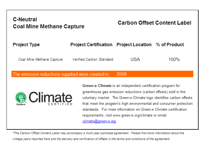 direct energy business, llc carbon offset details